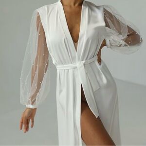 Elegant White Sheer Sleeve Robe